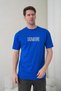 Men's Cobalt Blue Signature Written High Printed Crew Neck T-Shirt - 7