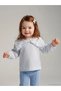 Ecru Bow Collar Detailed Striped Baby Girl Blouse and Leggings (S6) - 2