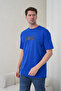 Men's Cobalt Blue Nothing Written High Printed Crew Neck T-Shirt - 2