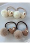 Heart Figured Pompom Set of 2 Children's Rubber Buckle