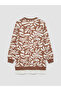 Lcw Modest Brown Crew Neck Patterned Women's Sweatshirt Tunic - 6