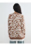 Lcw Modest Brown Crew Neck Patterned Women's Sweatshirt Tunic - 4