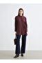Lcw Modest Burgundy Women's Shirt Tunic with Tie Detail - 3