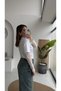 White Lace Sleeve T-Shirt - 7082 - 2