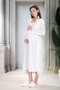 New Season Ecru Summer Eyelet Embroidery Collar Design Short Sleeve 100% Cotton Maternity Maternity Dressing Gown Nightgown Set - 6