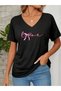 Women's Hope Printed V-Neck Regular Fit T-Shirt with Sleeves