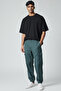 Petrol Green Woven Cargo Pants - Elasticated Cuffs