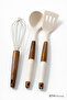 Silicone Kitchen Utensil Set 3-Piece Wooden Strappy Spatula Scoop Whisk Non-Scratch Heat Resistant - 4