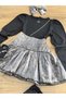 Girl's Black Blouse, Leopard Print Skirt, Socks, Buckle, and Bag Pieces Included, Stylish Holiday Outfit. - 4