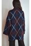 Women's Dark Burgundy Navy Blue B Diamond Patterned Stand-Up Collar Tunic Sweater Yy101311 - 5