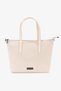106 Cream Women's Shoulder Bag with Zipper Cross Strap Faux Leather Tote & Shoulder Bag