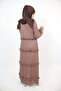 Qirfa- Attractive Chiffon Lined Ruffles Detail Maxi Dress with Puffed Sleeves- Pastel Brown - 3