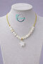 Real Stone Star Necklace - 45 cm Stainless Steel Chain - Handmade Star Pendant - 3