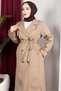 Belt Detail and Lined Full Length Trench Coat Mink - 7