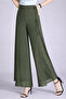 Women's Khaki High Waist Slit Double-Layered Chiffon Trousers - 2