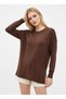 Women's Crew Neck Sweater with Slit Premium Yarns on the Sides, Casual Knitwear 12410.Vrt