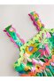 Green Tropical Print Summer Dress - 6