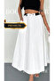 High Waist Lace-Up Poplin Maxi Skirt – Premium Drapey Long Skirt - 3