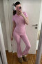 Voga Basic Pink Rover Slim Fit Zippered Pilates Yoga 2'Li Sports Set