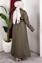 Belt Detail and Lined Full Length Trench Coat Khaki - 3