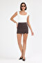 Women's Brown Quality Stretchy Fabric Slit Mini Skirt - 7