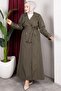 Belt Detail and Lined Full Length Trench Coat Khaki - 4