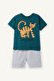 Animal Patterned Green Baby Boy Top and Bottom Set G8114A5/Gn146