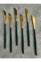 Gold Green Luxury Stainless Steel 6 Piece Round Shape Modern Dining Knife
