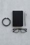Spotted Obsidian Natural Stone Bracelet, 8mm, Unisex, Black Gray - 5