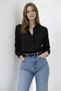 Women's Long Sleeve Shirt with Buttons, Classic Collar, Suitable for Casual and Office Wear - Black - 5