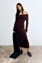 Rib-knit off-the-shoulder dress