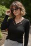 Women's Plus Size V-Neck Lace Detailed Fit Cut Stretchy Blouse