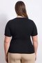 Women's Blouse Slim Fit Crew Neck Piped Detail Short Sleeve Knitted Rib Knit Soft Buttons Plain Pattern - 6