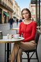 Women's Blouse Crew Neck Long Sleeve Fitted Fit Knitted Fabric Snap Detailed Cropped Cut Plain Patterned - 4