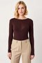 Women's Blouse Boat Neck Long Sleeve Fitted Fit Knitted Fabric Sheer Plain Pattern Unlined Regular Size - 5