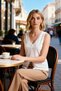 Women's Blouse Fitted Bodycon V-Neck Sleeveless Lace Detailed Buttoned Knitted Scuba Crepe Regular Length - 4