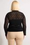 Women's Plus Size Blouse Cropped Mock Neck Button Detail Long Sleeve Lace Patterned Knitted Fabric Fitted Fit - 6