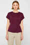 Women's t Shirt Boat Neck Short Sleeve Relaxed Comfortable Fit Ruched Plain Pattern Knitted Soft - 5