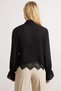 Women's Blouse Scarf Collar Long Sleeve Woven Crepe Fabric Lace Detailed Regular Fit Plain Size Sport - 6