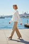 Women's Blouse with Scarf Collar, Long Sleeves with Cuffs, Standard Cut, Satin, Woven Plain Pattern, Regular Fit, Long Length - 3