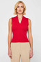 Women's Blouse V-Neck Sleeveless Fitted Ribbed Knit Knitted Corded Fabric Stretchy Plain Pattern Regular Length Stylish - 5