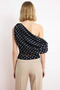 Women's Blouse Asymmetrical Collar Sleeveless Knitted Fabric Polka Dot Piece Pattern Regular Fit Tulle Woven Draped - 6