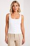 Women's Blouse Cropped Square Collar Sleeveless Fitted Ribbed Knit Knitted Snap Detailed Plain Patterned Stretchy Stylish - 5