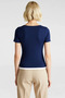Women's Blouse Fitted Fit Half Placket Button Crew Neck Short Sleeve Standard Knitted Rib Knit - 6