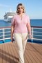 Women's Blouse Crew Neck Short Sleeve Corded Fabric Knitwear Snap Detail Fitted Fit Plain Pattern Fine Texture