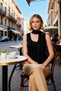 Women's Blouse Body-Fitting Fit Pool Collar Sleeveless Buzzy Knitted Fabric Plain Pattern Regular Length Stylish - 4