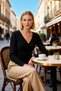 Women's Blouse Double-Breasted Collar Long Sleeve Fitted Mold Glittery Knitted Fabric Plain Pattern Regular with Silver Accessories - 4