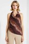 Women's Blouse Degaje Collar Sleeveless Fitted Shawl Pattern Multi-Colored Tulle Knitted Buttoned Lined Regular Size - 5