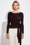 Women's Blouse Regular Fit Crew Neck Long Spanish Sleeve Tie Detail D Solid Color R Rib Knit Knitted - 5