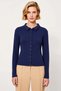 Women's Blouse Polo Collar Long Sleeve Fitted Bodycon Knitted Rib Knit Plain Button Closure Stylish - 5